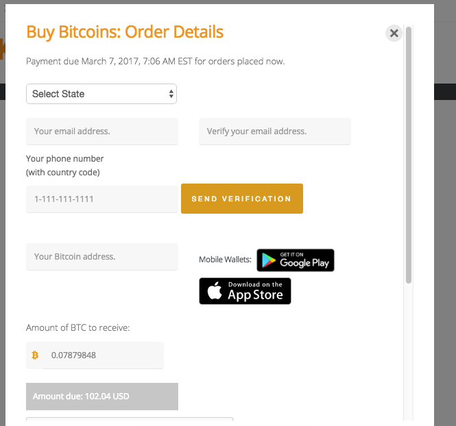 Buy bitcoins and send to bitcoin address сколько нужно мощности для 1 биткоина