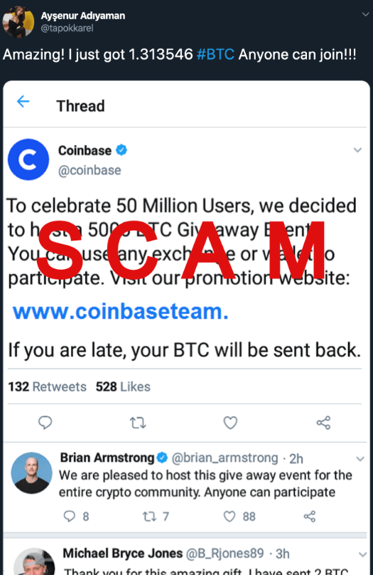 coinbase twitter scam
