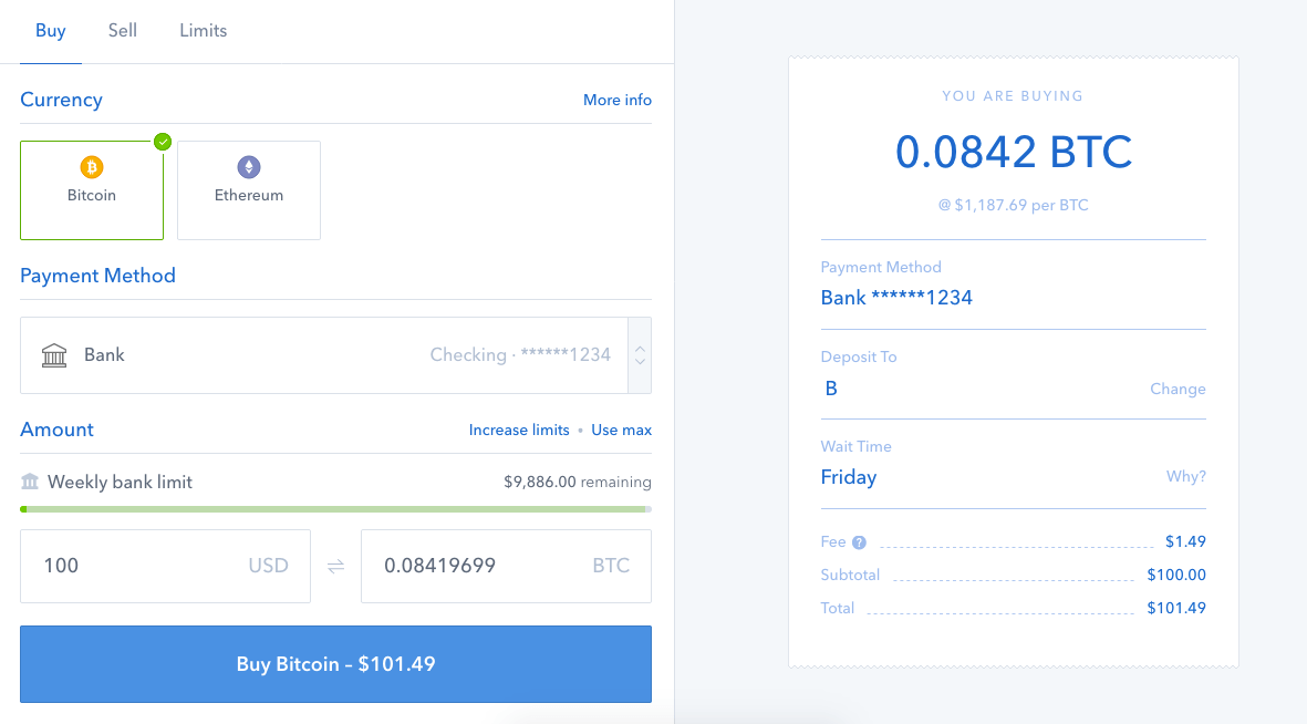 Bitcoin instant buy coinbase