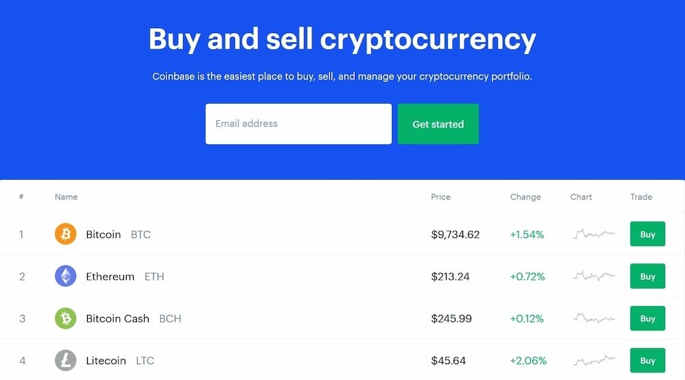 coinbase home page