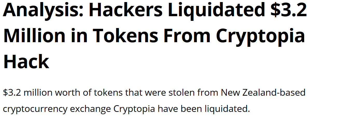 cryptopia hack headline