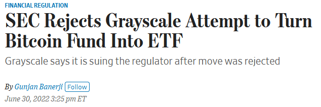 SEC Rejects Grayscale Attempt to Turn Bitcoin Fund Into ETF