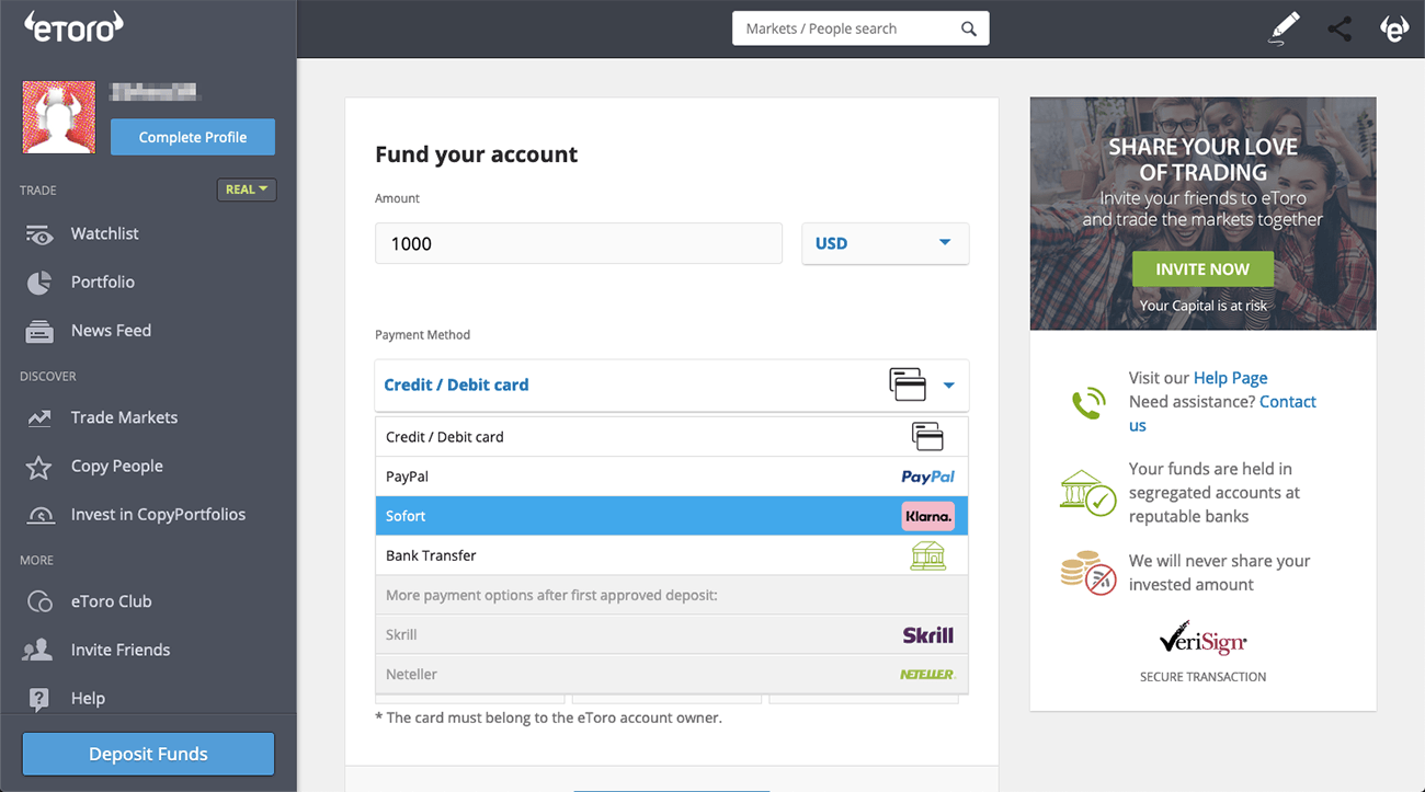 etoro deposit funds