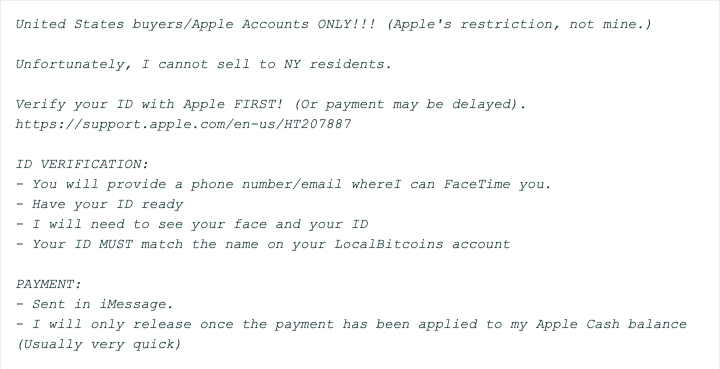 localbitcoins apple cash terms