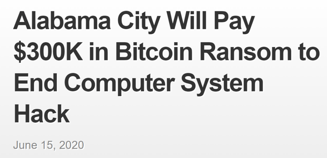 News title about Alabama's ransomware attack