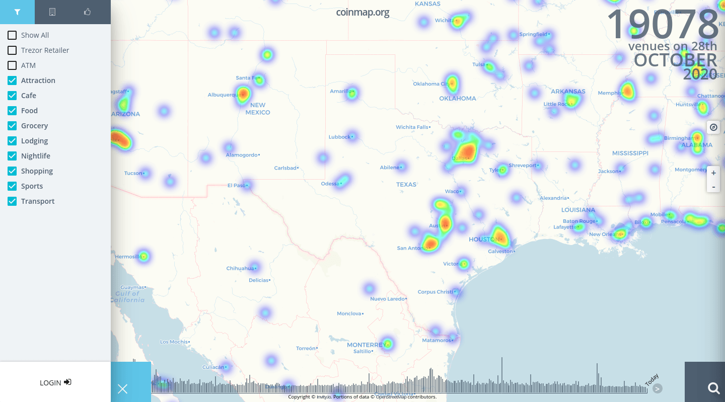texas bitcoin retailers heatmap