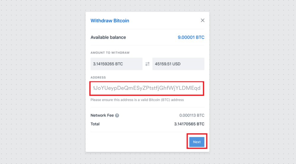 coinbase input address