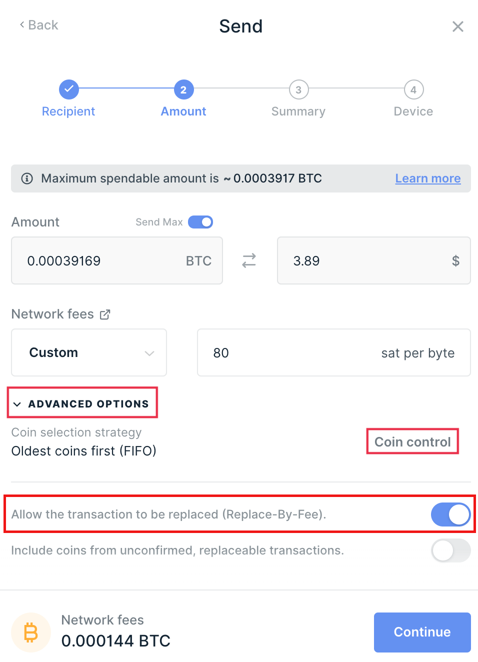 Ledger Live Coin Control